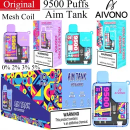 Original AIVONO Aim Tank 9500Puffs Disposable Vape E Cigarettes 18ml Mesh Coil Pod 0% 2% 3% 5% 650mah Battery Rechargeble E Cigs Vaper Puff 9500 Pen