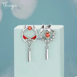 Stud Thaya Autêntico S925 Sterling Silver Brinco Gota Red Oil Lion Dangle Beast Estilo para Mulheres Orelha Fine Jewelry YQ231026