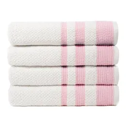 Set di 4 asciugamani da bagno Caycee con bordo vintage testurizzato in lilla dolce