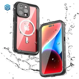 IP68 Magnetic Wireless Charger Case Phone Phone for iPhone 15 14 11 Pro Max بالإضافة