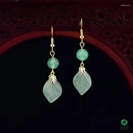 Dangle Earrings Retro Temperament Light Green cluclucent dongling yu lotus leaf pendant新鮮なシンプルジュエリーHanfuアクセサリー