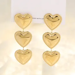 Dangle Earrings Stainless Steel Heart Love Shape Drop Earings For Womens Hypoallergenic Eardrop 14K Real Gold Plated Accessories Western