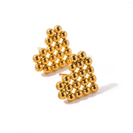 Orecchini a cerchio 1 paio di orecchini a forma di cuore retrò squisiti placcati in oro 18 carati in acciaio inossidabile 304 per donna 17 mm x 14 mm