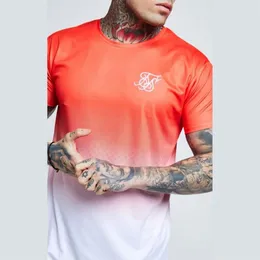 القمصان للرجال الأزياء غير الرسمية قصيرة الأكمام التدرج siksilk o-neck تي شيرت للرجال ملابس 2021 علامة تجارية tirt242s