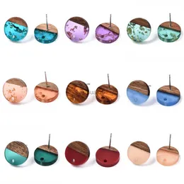 Stud 20Pairs Walnut Wood Resin Earring Base Accessories with Pins Round for DIY Women Wooden Earrings Connectors Jewelry Making YQ231026