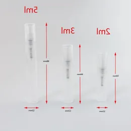 2ML 3ML 6MLミニサイズ透明なプラスチック製香水ボトルを添えた細かいミストスプレー装置サンプラーバイアル100pcs/lot gjsng