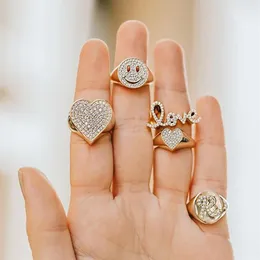 Real 925 anéis de prata esterlina simples carta amor charme anel com zircão pavimentado para mulheres jóias de prata fina noivado wedding279e