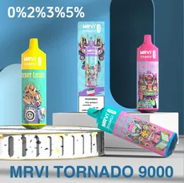 Authentic Mrvi Tornado 9000 E Cigarettes 9K Puffs Disposables Vapes 18ml Prefilled Mesh Coil Rechargeable Pod RGB Lights