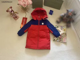 New baby Long down jacket Multi color stitching design kids Winter jacket Size 100-160 Warm children overcoat Oct25