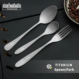 TiTo cucchiaio forchetta in titanio puro Cucchiaio da zuppa per uso domestico in lega di titanio per esterni Cucchiaio da caffè Stoviglie di fascia alta in titanio cinese e occidentale