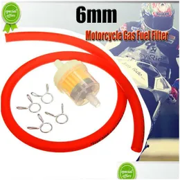 6mm Motorcykelbränslefilter med 50 cm gasolja FE-slang bensinrör 4 st-klämmor för mini 90cc 125cc 140cc off-road cykel droppleverans DHGE3