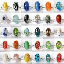 Pretty 925 Silver Loose Murano Beads Lampwork Glass Beads Fit Biagi European Charm Bracelets 100pcs2089