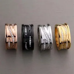 Yeni Varış Moda Lady 316 Titanyum Çelik Yazı Dalgalanma Vidası Tam Elmas Düğün Nişan 18K Altın Kaplama Geniş 1 0cm Ring2913