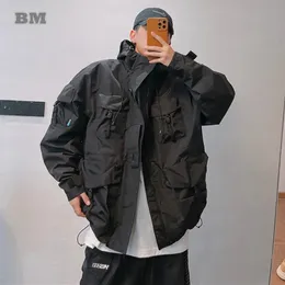 Men S Jackets Mountain Series Outdoor Multi Pocket Hooded Cargo Japanese Streetwear Waterproof Coat Harajuku Casual Tops Men Clothing 231027