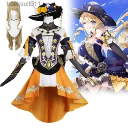 Fantasia de anime genshin impacto navia cosplay vem peruca chapéu conjunto vestido feminino uniforme festa de halloween para meninas l231027