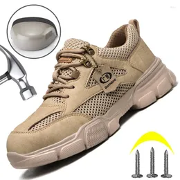 Bot Çelik Toe Güvenlik Ayakkabıları Ponksure-Delir Koruma Nefes Alabilir Erkekler Sneaker Anti-SMASH iş ayakkabısı yıkılamaz güvenlik