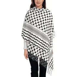 Halsdukar palestinska hatta kufiya folk halsduk wrap för kvinnor lång vinter fall varm tofs sjal unisex palestine keffiyeh 231026