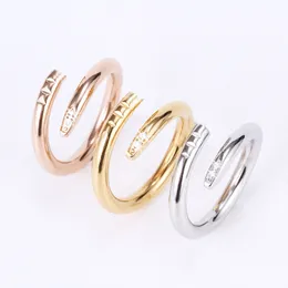 Anel de designer anéis de unhas para mulheres homens jóias 18k rosa ouro prata diamante anel de luxo jóias presente de festa de casamento de alta qualidade tamanho 5-11