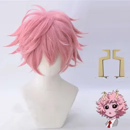 Catsuit Costumes Boku No with Nekuar Cosplay My Hero Academia Krótkie syntetyczne włosy Ashido Mina Peruki + Wig Cap