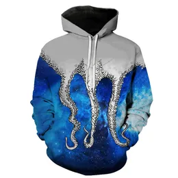 Anpassade hoodies tröjor bläckfisk whisker stjärnhimmel mens huva tröja mode casual