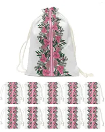 Christmas Decorations Pink Flower Poinsettia Candy Bags Santa Gift Bag Home Party Navidad Xmas Linen Packing Supplies