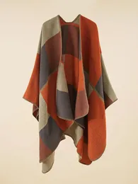 スカーフファッションニット冬の格子縞のスカーフ女性男性カーディガン模倣カシミアポンチョスチャレキャパ