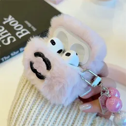 Luxury Soft Fur Cases For Airpods Pro Protective Cover Pearl Hook Keychain Airpods1/2 Earphone Case Protector Letter Bluetooth Earphone