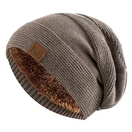 Beanieskull bonés unisex slouchy chapéus de inverno adicionar pele forrada homens e mulheres quente beanie boné casual etiqueta decoração de malha 231027