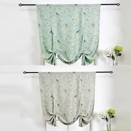 Curtain 1pcs Floral Printed Window Rod Pocket Tie-up Thermal Insulated Darkening Blackout Curtains Drape For Bedroom Living Room