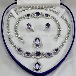 BeautifulAmethyst ارتباط ارتباط الأقراط أقراط خاتم قلادة set242y