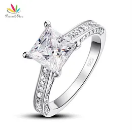 Peacock Star 925 Sterling Silver Wedding Anniversary Engagement Ring 1 5 Ct Princess Cut Jewelry CFR8009 Y0723308U