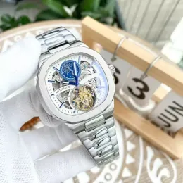 Boutique masculino 40mm relógio multi-função oco automático mecânico à prova d 'água caixa de aço inoxidável pulseira presidente Desingermontre de luxo relógios de pulso T466