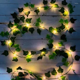 Flores decorativas 2m 20 led luzes de folhas de hera corda para halloween árvores de natal jardim quintal pátio diy festa de casamento quarto decoração de casa