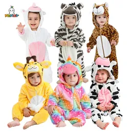 Rompers MICHLEY Halloween Gifts Winter Baby Rompers Cartoon Flannel Costume Infant Soft Jumpsuit Pyjamas Bodysuits For 2-36Months 231026