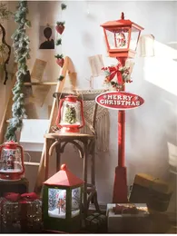 Decorazioni natalizie Musica Lampione stradale Decorativo in metallo che emette ornamenti Natale Fattoria elettrica Neve per feste all'aperto 231027