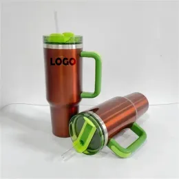 Watermelon Moonshine with Logo Quencher H2 0 40oz Tumblers Cups Silicone Handle Insulated Car Mugs With Frosted Lids Stainless 1027i