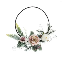 Decorative Flowers In Floral Hoop Wreath Artificial Flower Hanging Wall Garland Wedding Nursery Vintage Ornament Set Decoration