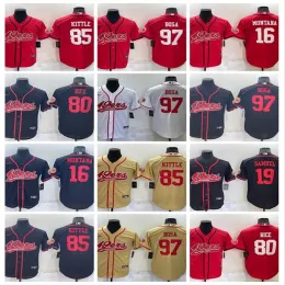 Maglia San Francisco49ersUomo Jerry Rice Joe Montana Nick Bosa George Kittle Deebo Samuel nero rosso bianco Maglia da calcio da baseball cucita Cool Base