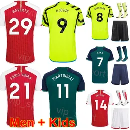 2023-24クラブ21 Vieira Soccer Jersey 11 Martinelli 9 Jesus 6 Gabriel 2 Saliba 29 Havertz 4 White 41 Rice 7 Saka 8 Odegaard 14 Nketiah Shird Kits Men Youth Asenna