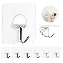 Hooks ECOCO 8PCS Silver Reusable Transparent Strong Self Adhesive Door Wall Hangers Rack For Kitchen Bathroom