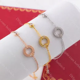Titanyum çelik zincir bileklik kadın tasarımcı elmas bileklik yüksek kaliteli bayan bileklik solmayan mücevher Noel sevgililer günü hediye
