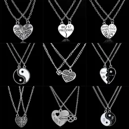 New Fashion 2PC Set Friend Gifts Heart Broken Pendant Necklace Chain Women Men Friendship Jewelry Charms Unisex BFF216q