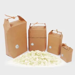 Rice paper bag Tea packaging cardboard paper bag weddings kraft paper bags Food Storage Standing Packing Bags LX0043