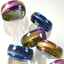 Anéis de banda 50 pcs arco-íris azul banda de aço inoxidável anéis homens mulheres moda charme mistura de cores atacado jóias lotes gota entrega jóias dh1pw