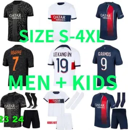 Mbappe 2023 2024サッカージャージMaillot de Foot O.Dembele Hakimi Ugarte G.ramos Skriniar Asensio Lee Kang In N.Mendes Men Kids Football Shird 23 24サイズ3xl 4xl