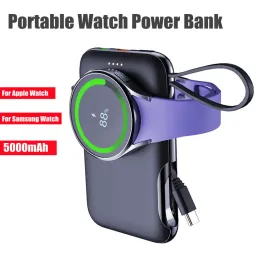 2 in 1 Portable Watch Power Bank For Apple Galaxy Watch Charger Mobile Phone External Battery Mini Powerbank Auxiliary Battery
