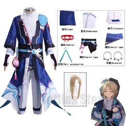 Yanqing cosplay oyunu honkai yıldız ray kostümleri kılıç ustası Kendo üniforma pelerini Wig Cadılar Bayramı Karnavalı Paert Kostüm