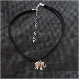 Colares Pingente Vintage Sier Mini Elefante Colar Amor Animal Charme Mulheres Gargantilha Simples Corda Cadeia Moda Jóias Drop entrega P Dhqwx