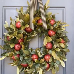 Juldekorationer Autumn Door Wreath Christmas Halloween Decoration Pomegranate Garland Harvest Artificial Wreath Thanksgiving Home Decor 231027