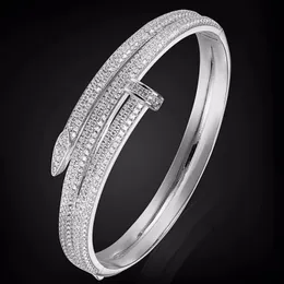 Bangle Zlxgirl Four Plated Color Cubic Zircon Bangles For Party Par Gifts smycken Kvinnor Copper Bridal Gold Color Love Chain Bangle 231027